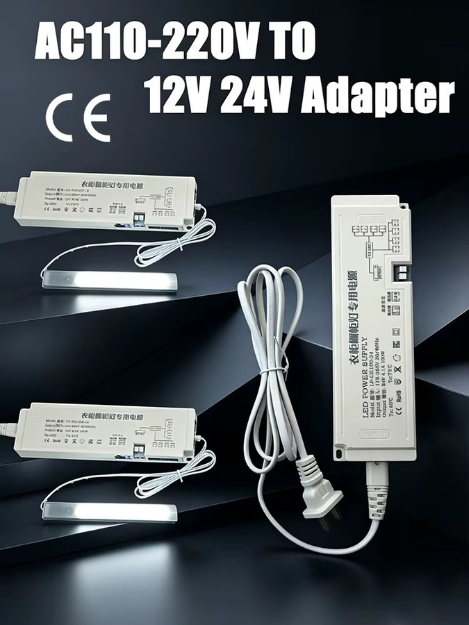 IKSLED Ultraflacher LED-Treiber als Konstantstromversorgung für LED-Streifen mit Europäischem Stecker, 12V/24V, Farbe: Weiß - Bild 7