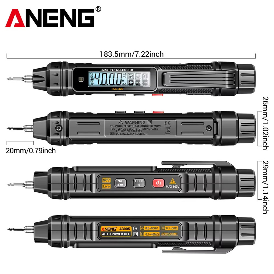ANENG A3005 Digitales Multimeter in Stiftform mit berührungsloser AC/DC-Spannungsmessung, Ohm- und Diodentester - Bild 5
