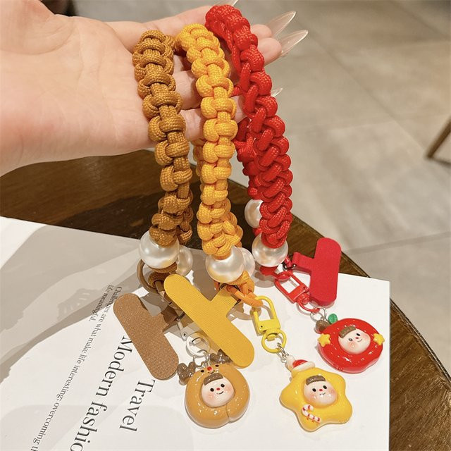 NMEGOU Handy Lanyard mit Cartoon Perlen und Schlüsselbund in Gelb und Multicolour als Anti-Verlust Handgelenk Strap für dein Smartphone - Bild 1