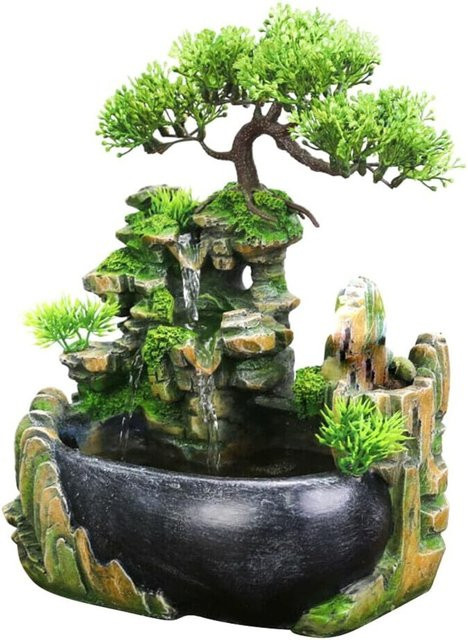Bymaocar Indoor-Tischbrunnen aus Keramik in Multicolor, Nebelfreies Felsen-Wasserspiel mit Mini-Wasserfall als Zen-Dekoration für Zuhause und Büro, Höhe: 28,0 cm, Breite: 20,0 cm - Bild 1