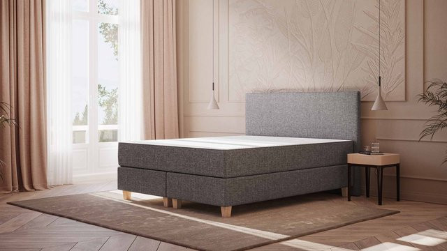 Emma Original Boxspringbett modern in Grau mit Schubladen B/T/H: 140 x 200 cm - Bild 1