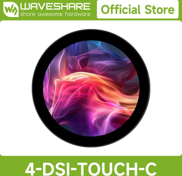 Waveshare Rundes DSI Kapazitives Touch-Display für Raspberry Pi und RK3576/RK350, 3,4 Zoll, 720 x 720 IPS-Anzeige, 10-Punkt-Touch, Schwarz - Bild 1