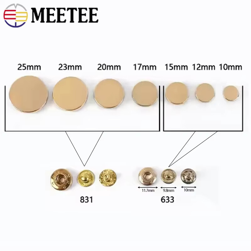Meetee Metall-Druckknöpfe Set für Taschen, Mäntel und Kleidung zum Nähen, 20 Sets - Bild 2