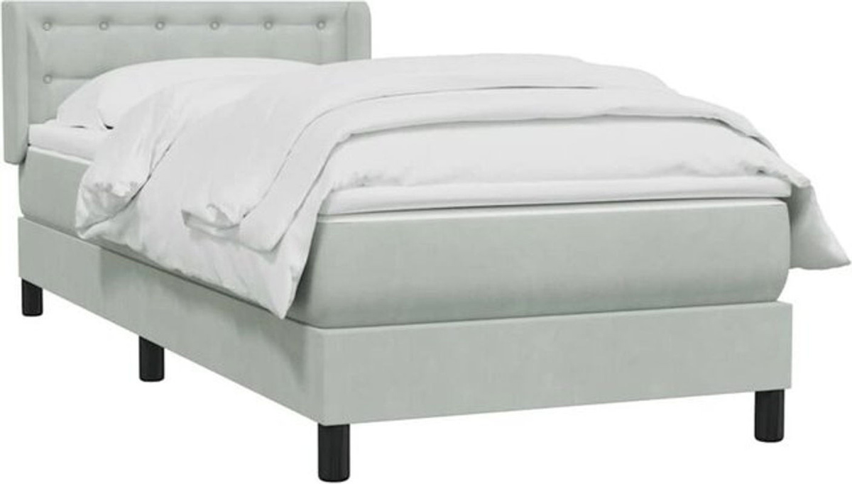 vidaxl Boxspringbett mit Matratze in Grau aus Samt, B/L: 80 x 210 cm - Bild 1