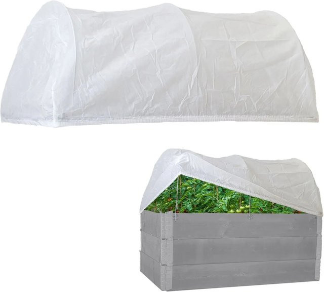 TRUTZHOLM Hochbeetabdeckung mit Vlies und Bogenkonstruktion aus Stahl, Breite: 120 cm, Tiefe: 80 cm - Bild 1