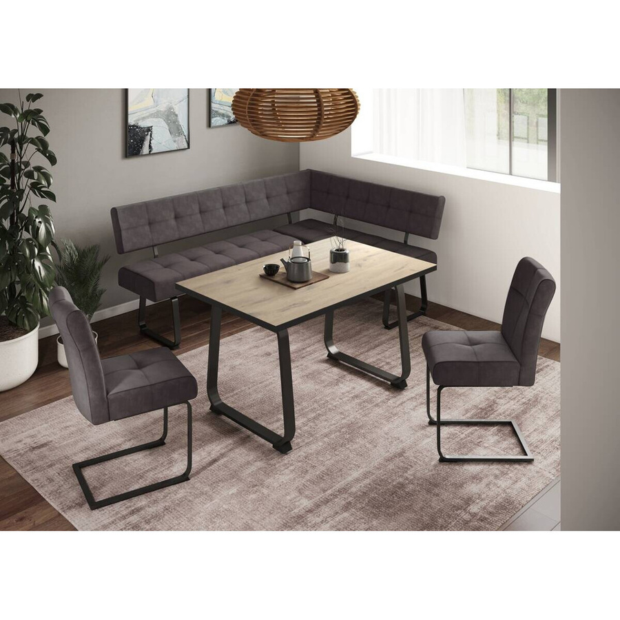 Esstisch Hela in Schwarz und Viking Oak Nachbildung, rechteckig, B/H/T: 140 x 76 x 90 cm - Bild 2