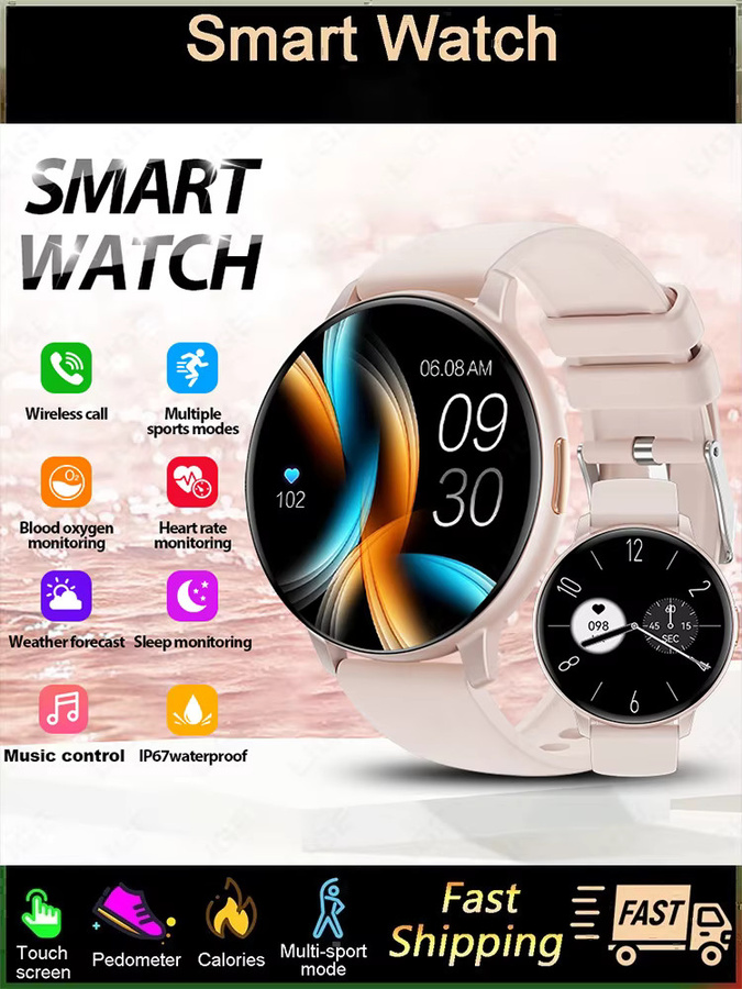 LIGE Smartwatch für Damen und Herren mit Bluetooth Anruf Funktion, Blut-Sauerstoff-Monitor und anpassbaren Zifferblättern, kompatibel mit Android und iOS, Schwarz und Pink - Bild 7