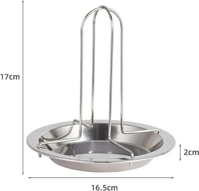 Edelstahl Hähnchen-Grillständer mit Antihaft-Grillplatte in Silber für BBQ und Outdoor-Küche - Bild 1