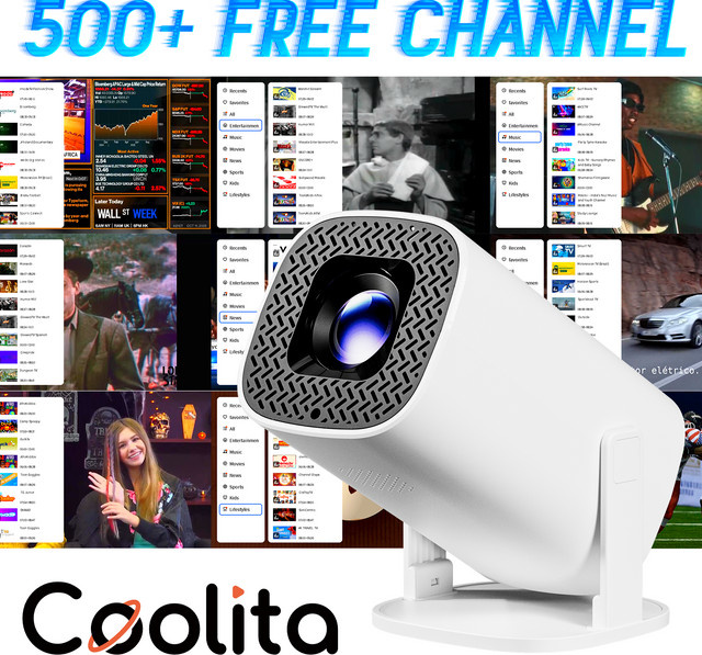 HONGTOP P30PLUS Smart Mini-Projektor mit Coolita OS, Bildschirmspiegelung und 500+ Live-Free-Channels, Weiß - Bild 1