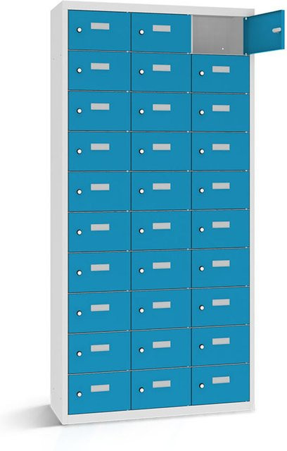 rotstahl Wertfachschrank mit 30 Fächern, blau, Korpus lichtgrau, B/T/H: 117,5 x 50 x 180 cm - Bild 1