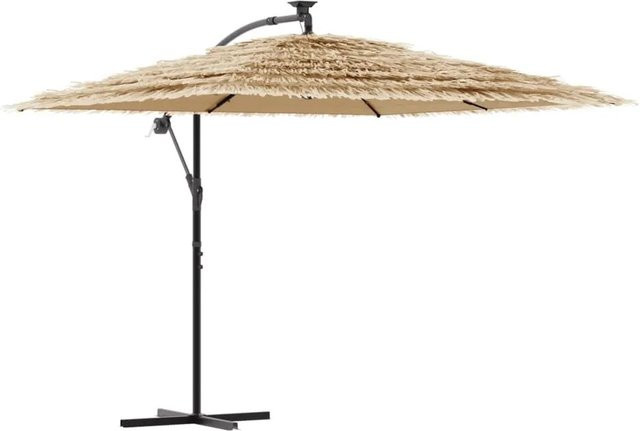 vidaXL Sonnenschirm mit LED aus Polyester und Stahlmast in Braun, B/T/H: 269 x 269 x 235 cm - Bild 1