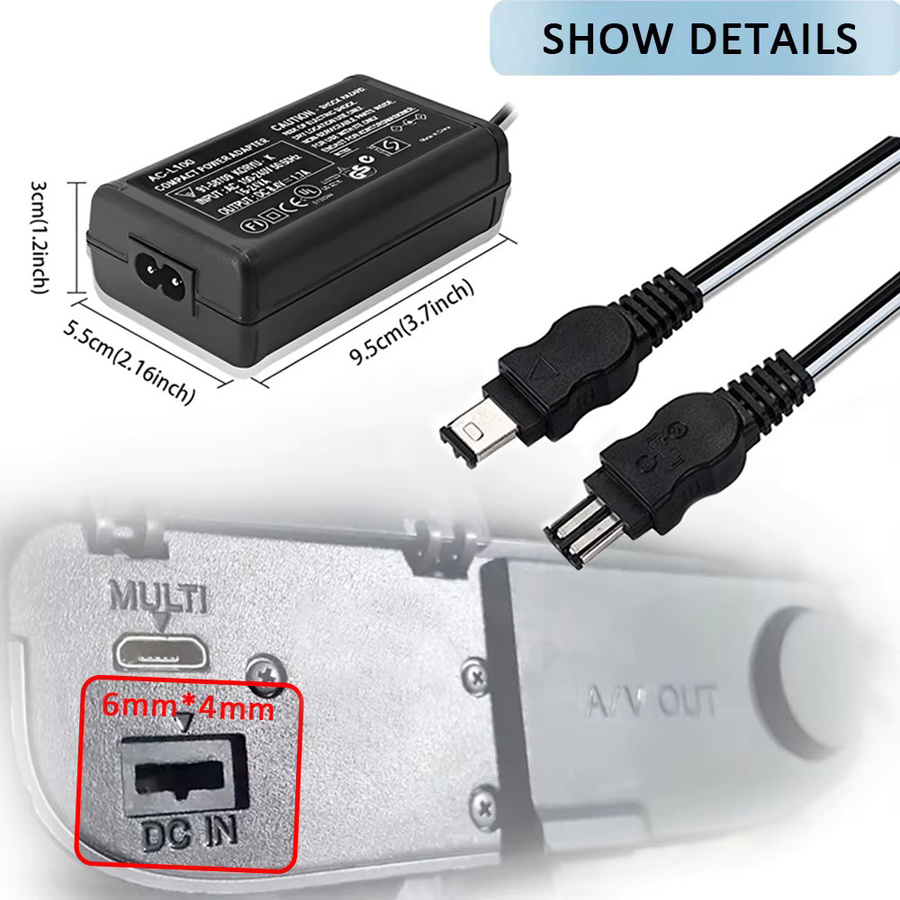 Sony AC-L100C Netzteil in Schwarz für Sony Kameras wie NX100, AX2000, MC2500 und HXR-NX3 - Bild 3