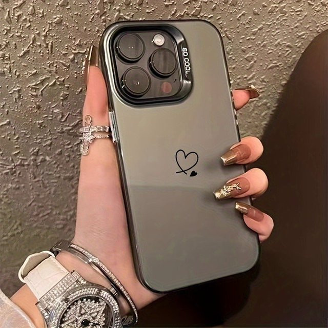 Galvanisierte TPU-Handyhülle mit Herzmuster in Schwarz für iPhone 11 bis iPhone 17 Pro Max und weitere Modelle - Bild 1