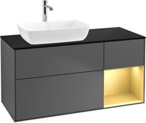 V&B Finion Waschtischunterschrank mit Wandbeleuchtung in Anthrazit lackiert, Breite: 120 cm, Höhe: 60,3 cm, Tiefe: 50,1 cm - Bild 1