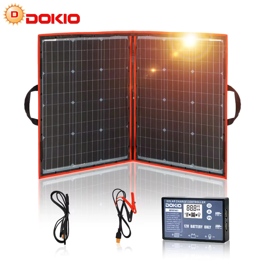 Dokio 100W Flexibles Faltbares Mono-Solarpanel für Reisen, Boot und Wohnmobil, Schwarz - Bild 2