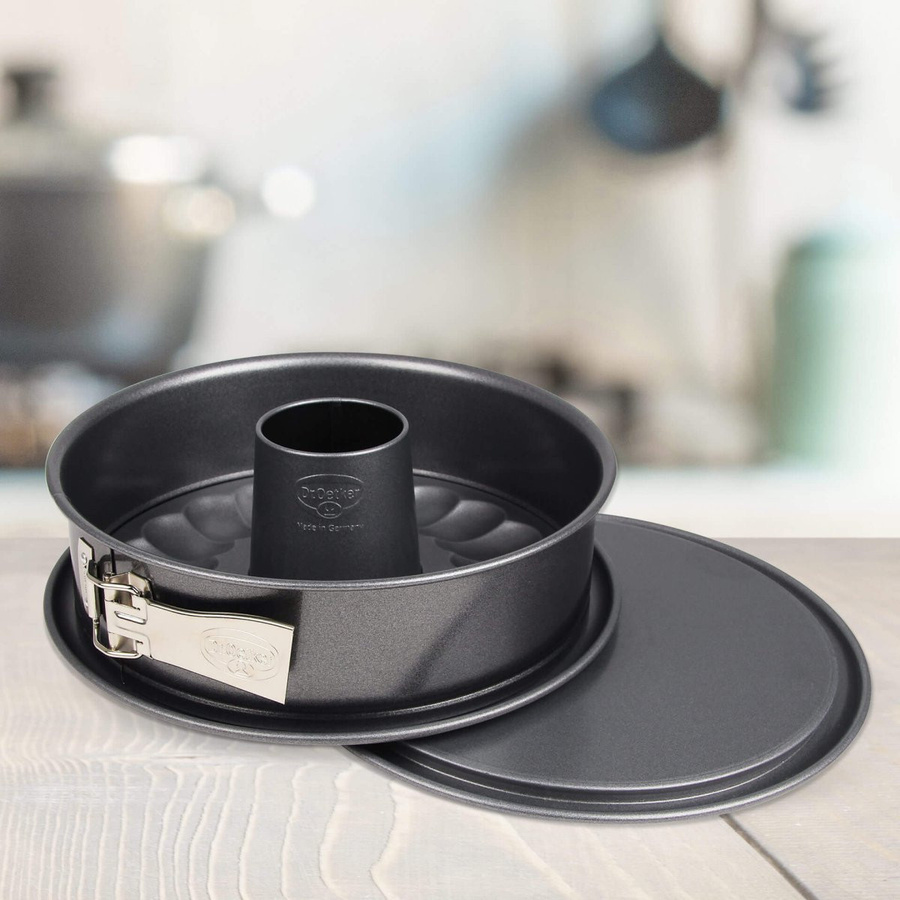 Dr. Oetker Springform Back-Harmonie mit Flach- und Rohrboden, Durchmesser: 24 cm, Grau, Antihaftbeschichtung - Bild 2