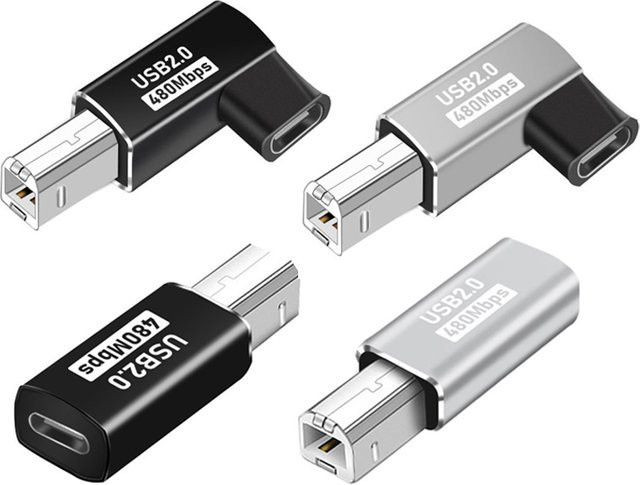 Geris Power USB 2.0 Druckeradapter USB Typ C auf Typ B in Schwarz - Bild 1
