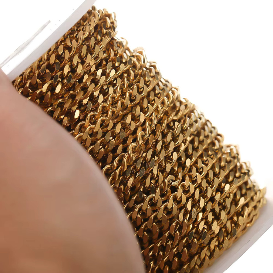 Semitree Halskette Edelstahl, Curb Cuban Link, 1 Meter - Bild 3