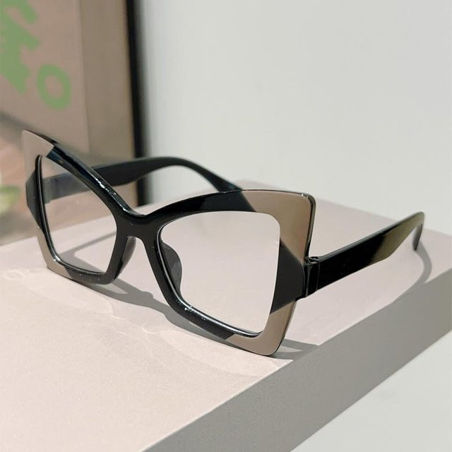 Yiran toy Korrektionsbrille Damen, Schmetterlingsform, Vollrand, transparent, black - Bild 1