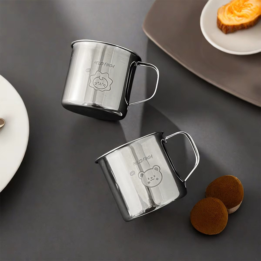 WORTHBUY Kindertrinkbecher aus Edelstahl in Silber mit Griff, auslaufsicherer Trinkbecher für Kinder, 50 ml - Bild 5