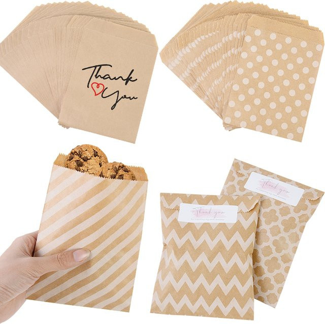 ZQNYCY Kraftpapier Süßigkeiten und Cookie Taschen in Braun für Hochzeiten, Geburtstage und Partys - Bild 1