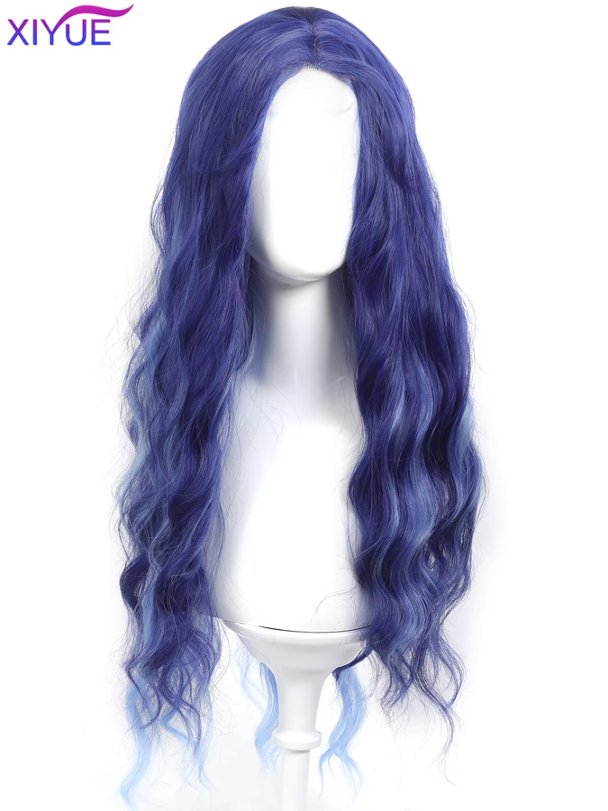 XIYUE Perücke Damen, blau gewellt, synthetisch - Bild 2