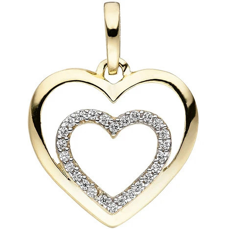 Colfem Anhänger Herz, 375 Gelbgold bicolor, 26 Zirkonia, Unisex - Bild 1