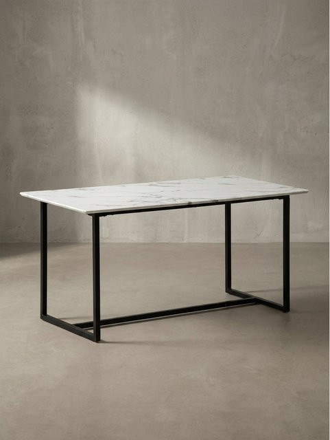 Moderner Esstisch von KADIMA DESIGN in Marmoroptik, Weiß, Rechteckig, B: 120 cm, T: 60 cm, H: 76 cm - Bild 1