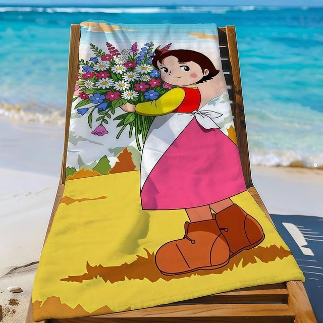 JINGYUE Pet Cartoon H-Heidi Strandhandtuch, schnelltrocknend und sanddicht, B/B: 70 x 140 cm, Mehrfarbig - Bild 1