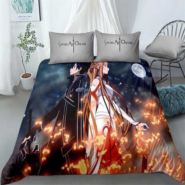 Sword Art Online Kirito Bettwäsche-Set mit 3D-Design, 2-teilig, Mehrfarbig, B/H: 140 x 70 cm - Bild 1