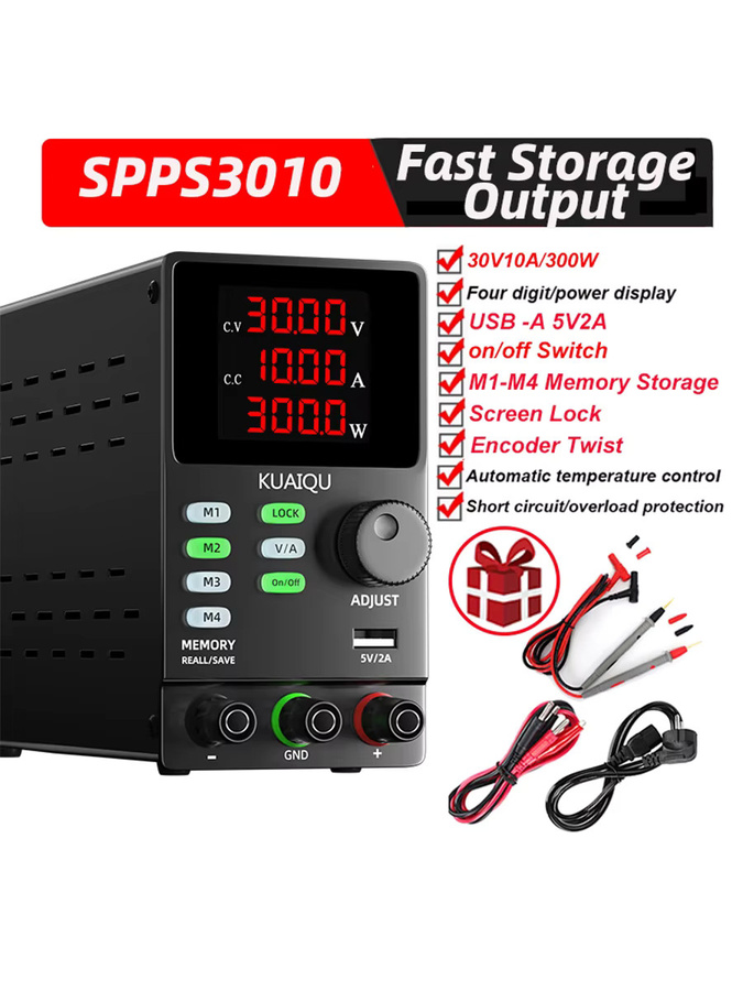 KUAIQU Programmierbares DC-Netzteil in Schwarz mit einstellbarer Ausgangsspannung bis 120 V und voreingestelltem Strom - Bild 7