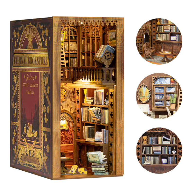 Cutebee DIY Buchnischen-Miniatur-Set, Puppenhaus-Modell, Holz, Fantasy - Bild 7