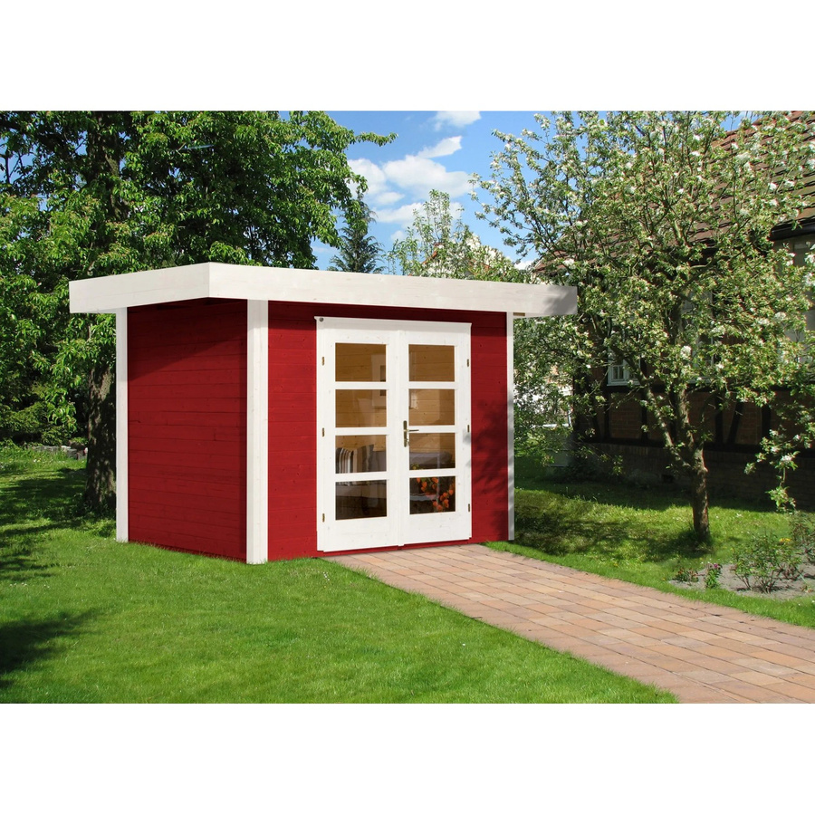 WEKA Gartenhaus 126 Gr.1 aus Holz in Schwedenrot mit Flachdach und Vordach, B/H/T: 356 x 226 x 211 cm - Bild 2