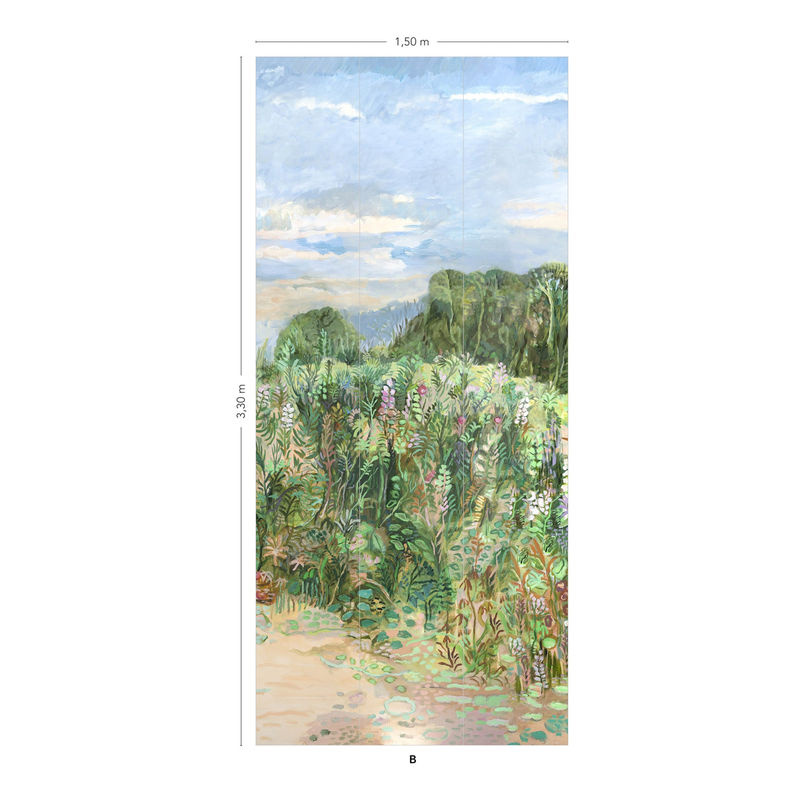 Isidore Leroy Wandtapete Roses Trémières Mural mit floralem Vintage-Design in Mehrfarbig, B/H: 150 x 330 cm - Bild 3