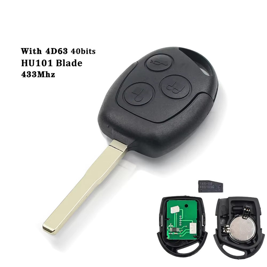 Fernbedienung Autoschlüssel mit 433 MHz und 4D60 Chip für Ford Focus Fiesta Mondeo Fusion Transit KA in Schwarz - Bild 2