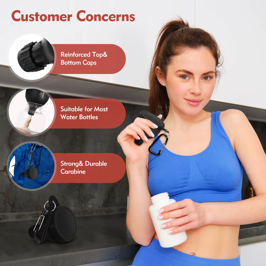 Tragbarer Proteinpulver-Trichter mit Karabiner in Schwarz, 50 ml Reisebehälter aus Kunststoff - Bild 4