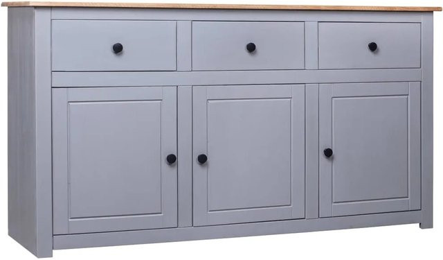vidaXL Sideboard Panama aus Kiefernholz in Grau, B/T/H: 135 x 40 x 80 cm - Bild 1