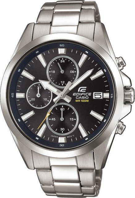 Casio Chronograph Herrenuhr, Quarz, Edelstahl, Schwarz, 45 mm, 10 ATM - Bild 1