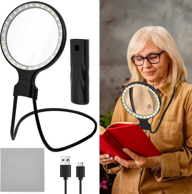 willkey LED-Handlupe, Schwarz - Bild 1