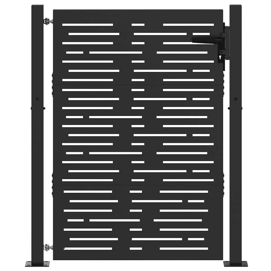 vidaXL Gartentor aus pulverbeschichtetem Stahl in Schwarz, Höhe: 125 cm, Breite: 105 cm - Bild 2