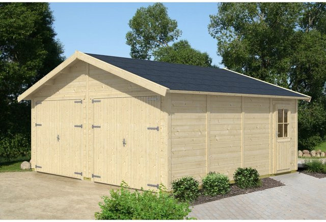 Holzgarage Varberg von Skan Holz in Natur und Beige, Breite: 570 cm, Tiefe: 525 cm - Bild 1