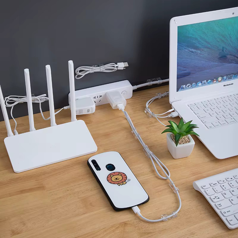 Selbstklebende USB Kabel Organizer Clips in Schwarz für Kabel Management am Desktop und an der Wand - Bild 4