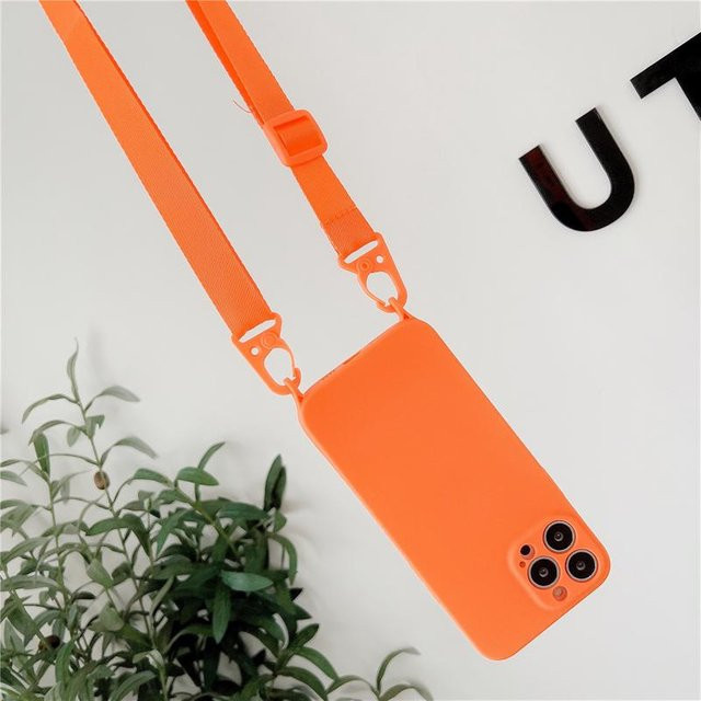 Silikon Crossbody Halskette Lanyard mit Schutzhülle für iPhone Modelle in Orange - Bild 1