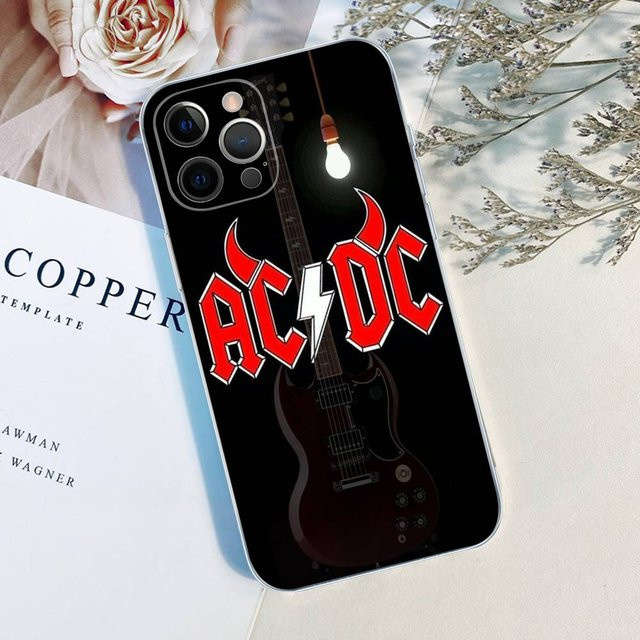 AC Back In Black DC Transparente TPU Handyhülle für iPhone 11 12 13 14 15 16 Pro Max Plus - Bild 1