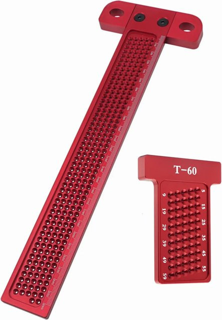 GDART T-Typ Anreißwerkzeug aus Aluminiumlegierung für Holzbearbeitung und Zeichnungen, Rot, 60-260 mm - Bild 1