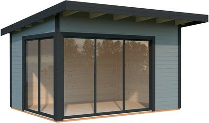 PALMAKO Gartenhaus Andrea aus Fichtenholz mit Pultdach in Grau, B/T/H: 434 x 402 x 264 cm - Bild 1