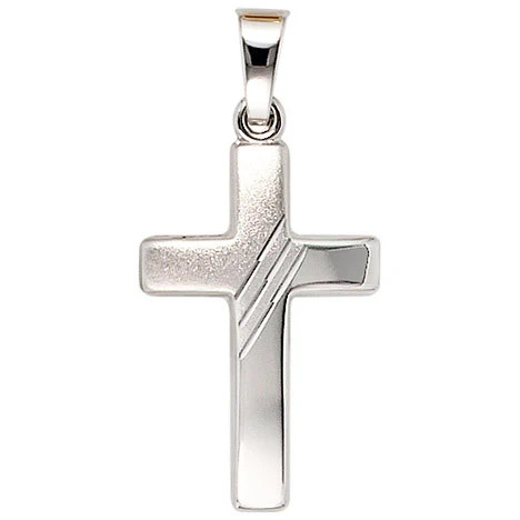Colfem Anhänger Kreuz, 333 Weißgold, mattiert, Unisex - Bild 1