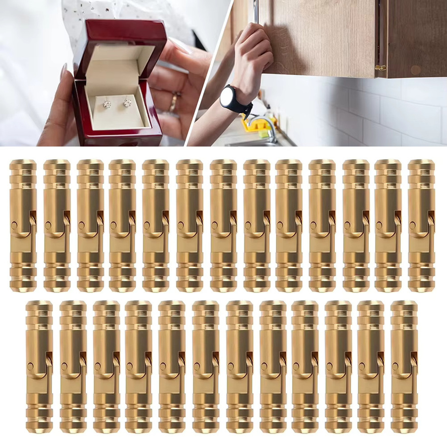 25 Stück Messing-Zylinder-Klappscharniere in Gold für Holzkisten und antike Koffer mit 270 Grad Öffnungswinkel - Bild 3
