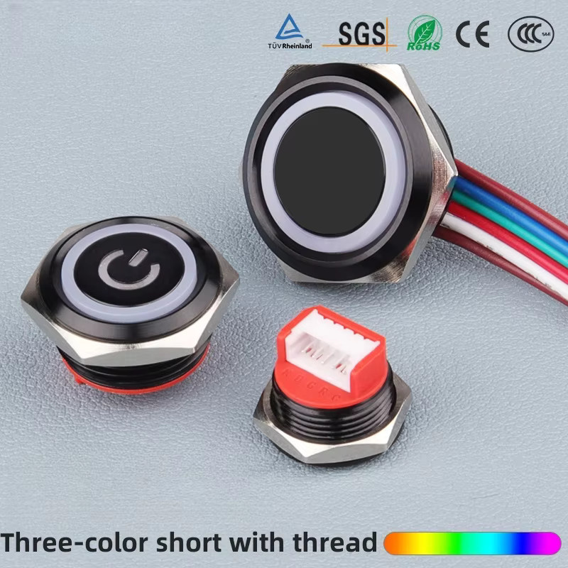 LYUNN Licht-Touch-Taste, runder RGB-Schalter in Schwarz, wasserdicht nach IP65, ultradünnes Metalldesign für Start-Stromsignale - Bild 2