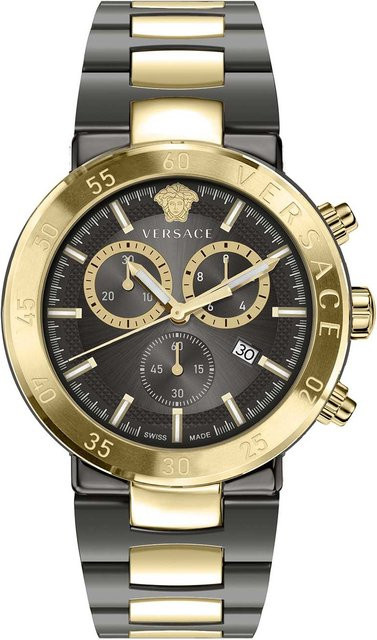 Versace Chronograph, Edelstahl, Quarz, 44 mm, Herren, Schwarz - Bild 1